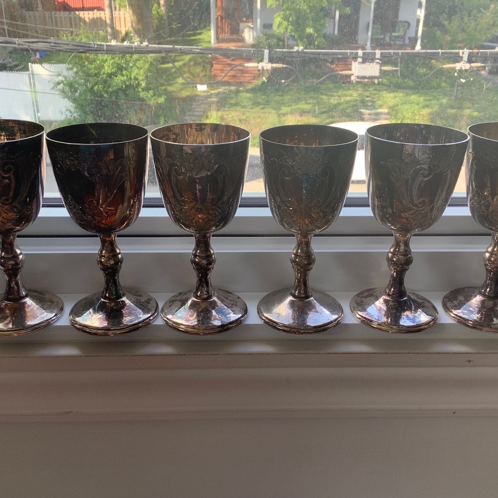 B&W S.P. Copper set of 6 Wine Goblets/Chalices Silver Plated Made in Canada